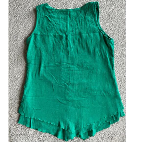 Soft Surroundings Tank Top Medium Lined Gauze Sleeveless Green Cotton Boho Beach - Picture 2 of 11